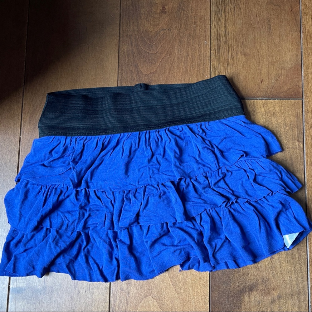 Vibrant Blue Ruffled Kids Skirt with Black Waistband